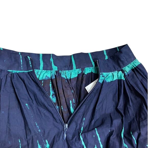 Busayo Abstract Print Skirt XS Blue Knee Length Pleated Boho Artisan - Picture 8 of 9